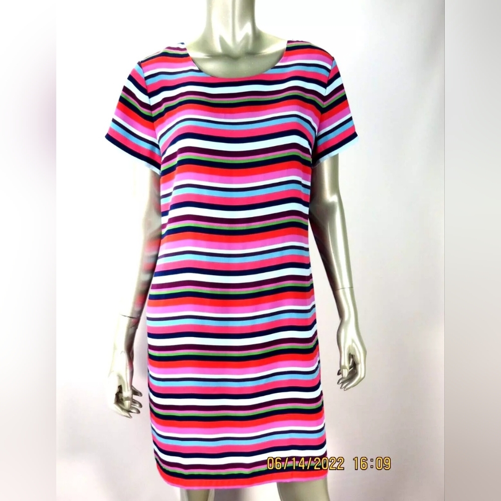 CYNTHIA ROWLEY SZ 10 NWOT 100% Polyester Pink Orange Back Zipper Tunic Dress